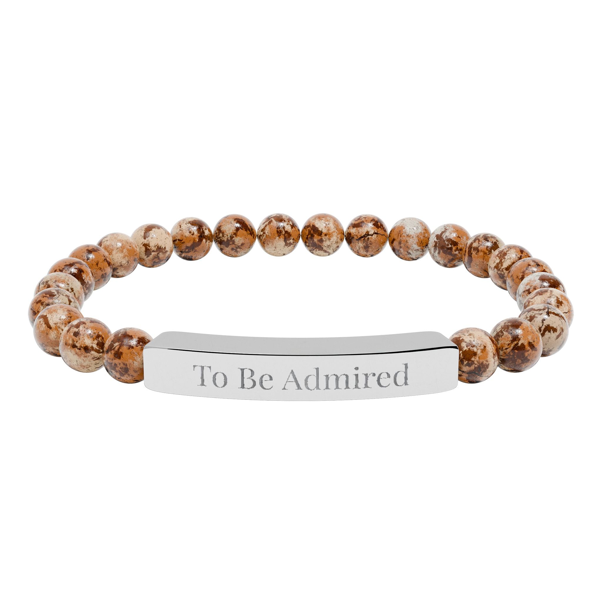 To Be Admired - Natural Stone Stretch Bar Bracelet (Engraving)