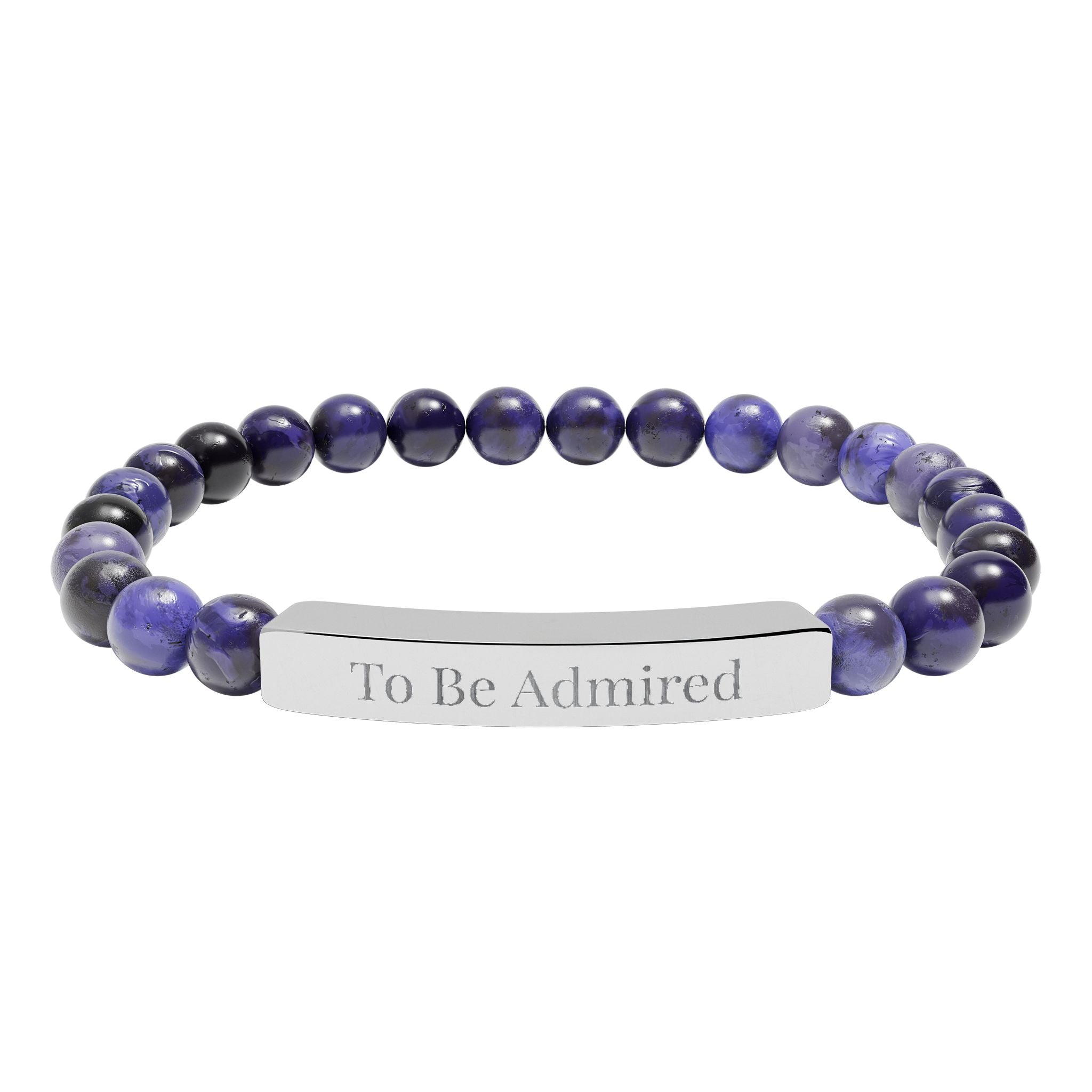To Be Admired - Natural Stone Stretch Bar Bracelet (Engraving)