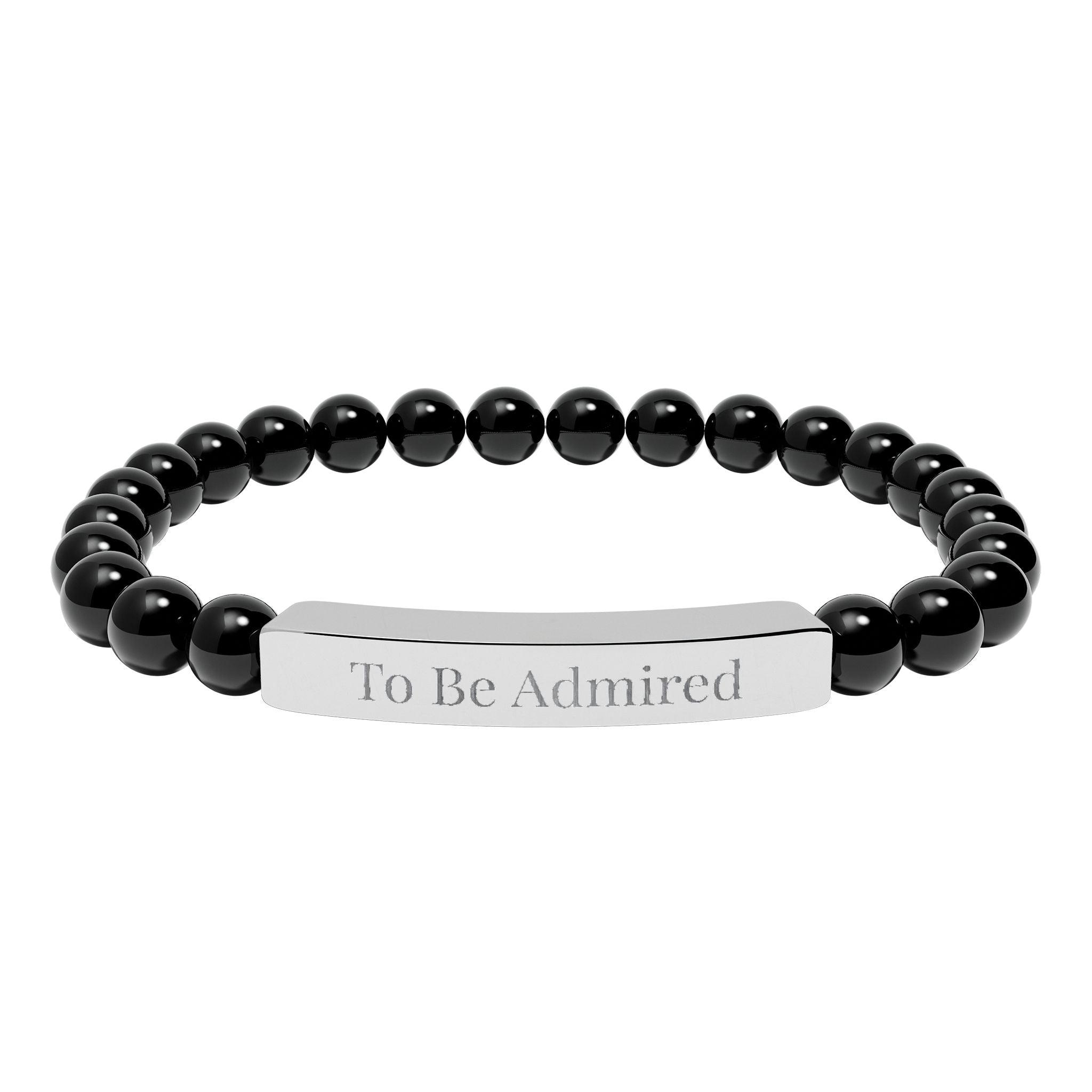 To Be Admired - Natural Stone Stretch Bar Bracelet (Engraving)
