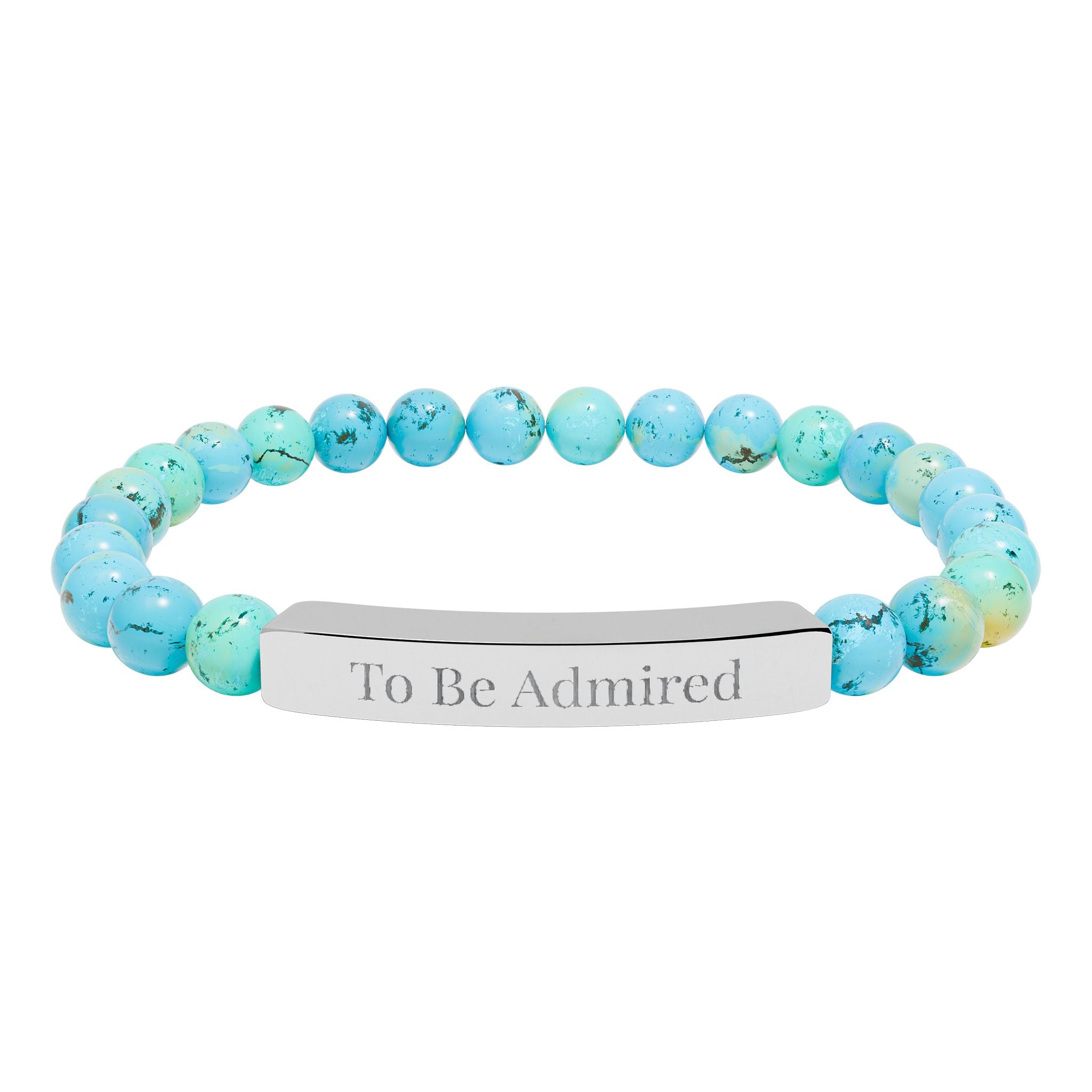 To Be Admired - Natural Stone Stretch Bar Bracelet (Engraving)