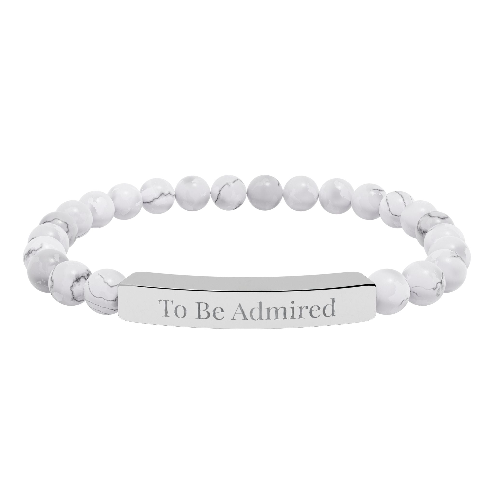 To Be Admired - Natural Stone Stretch Bar Bracelet (Engraving)