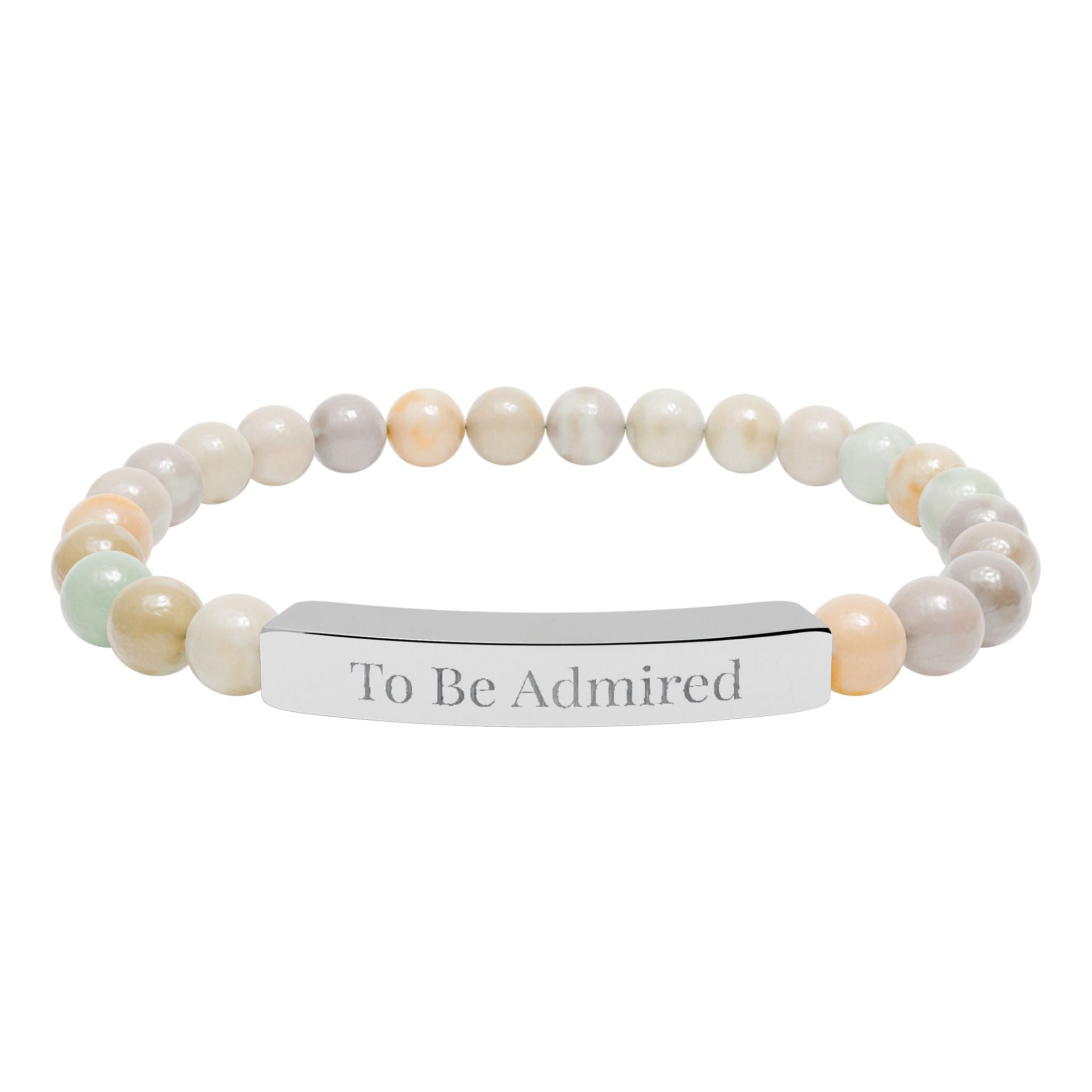 To Be Admired - Natural Stone Stretch Bar Bracelet (Engraving)